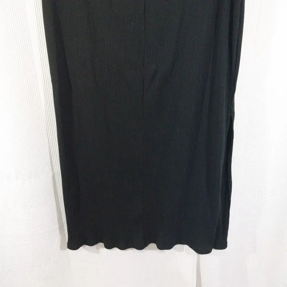 OLD NAVY! RICH, SATURATED BLACK RIBBED KNIT, ELASTIC WAIST SKIRT! SZ XL